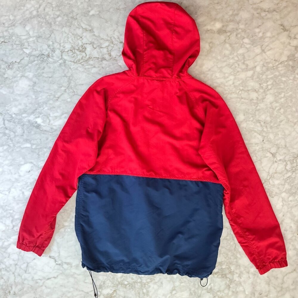 LL Bean Mountain Classic Anorak Jacket Mens S Colorblock Red Blue Hooded Hiking - Picture 6 of 8
